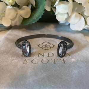 Kendra Scott Elton Cuff Bracelet ~ Gunmetal & Clear Glass